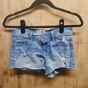 Hollister Light Blue Distressed Short Shorts